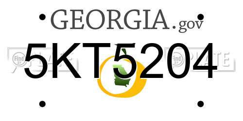 5KT5204 Georgia License Plate