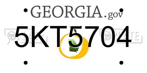 5KT5704 Georgia License Plate