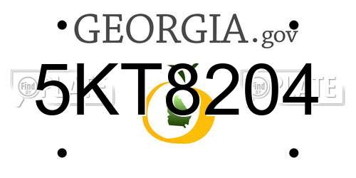 5KT8204 Georgia License Plate