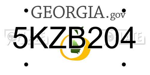 5KZB204 Georgia License Plate