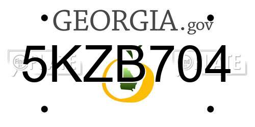 5KZB704 Georgia License Plate