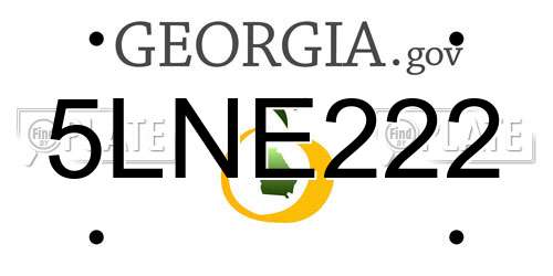 5LNE222 Georgia License Plate