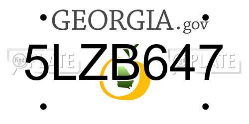 5LZB647 Georgia License Plate