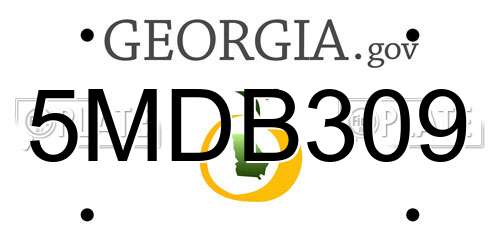 5MDB309 Georgia License Plate
