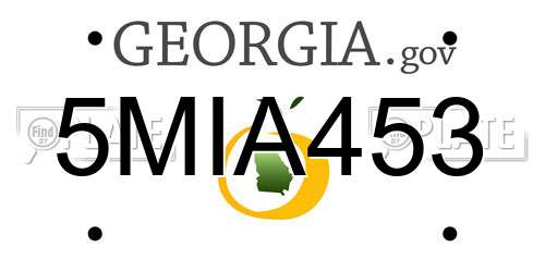 5MIA453 Georgia License Plate