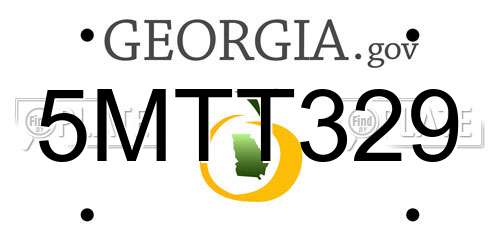 5MTT329 Georgia License Plate