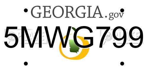 5MWG799 Georgia License Plate