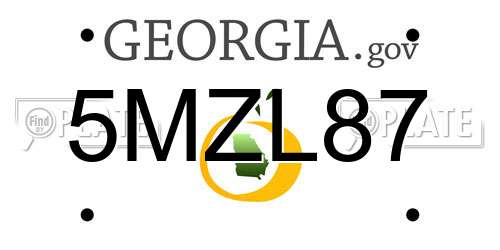 5MZL87 Georgia License Plate