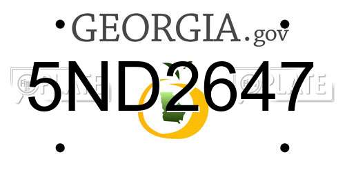 5ND2647 Georgia License Plate