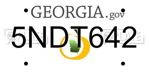 5NDT642 Georgia License Plate