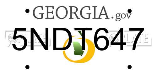 5NDT647 Georgia License Plate
