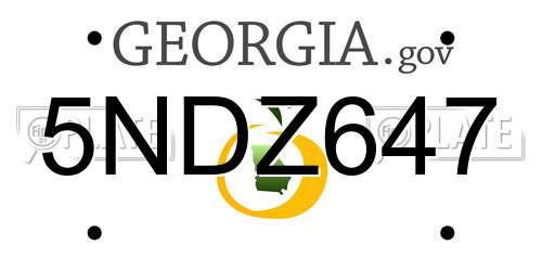 5NDZ647 Georgia License Plate
