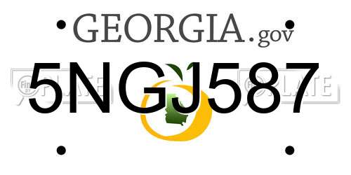 5NGJ587 Georgia License Plate