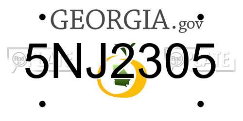 5NJ2305 Georgia License Plate