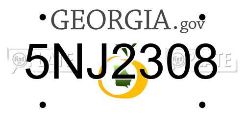 5NJ2308 Georgia License Plate