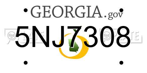 5NJ7308 Georgia License Plate