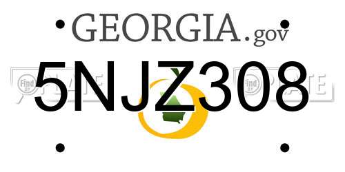 5NJZ308 Georgia License Plate