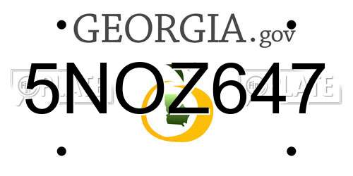 5NOZ647 Georgia License Plate