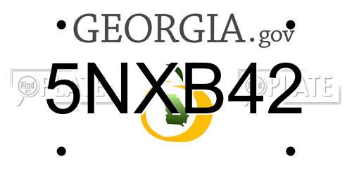5NXB42 Georgia License Plate