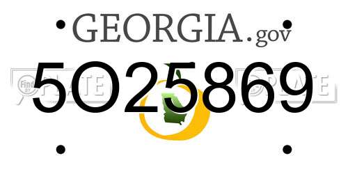 5O25869 Georgia License Plate
