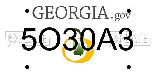 5O30A3 Georgia License Plate