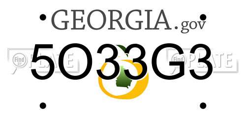 5O33G3 Georgia License Plate