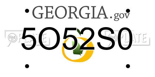5O52S0 Georgia License Plate