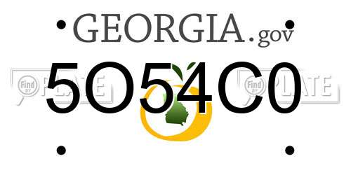 5O54C0 Georgia License Plate