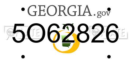 5O62826 Georgia License Plate