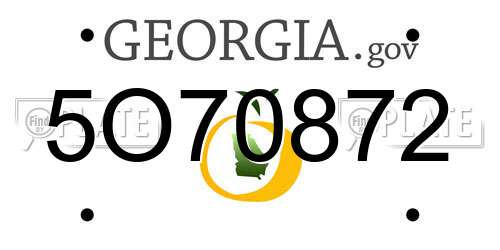 5O70872 Georgia License Plate