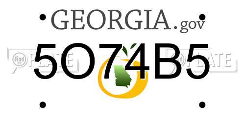5O74B5 Georgia License Plate