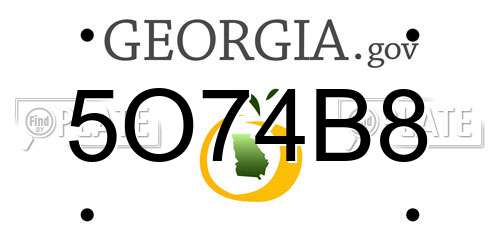 5O74B8 Georgia License Plate