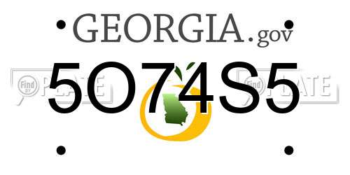 5O74S5 Georgia License Plate