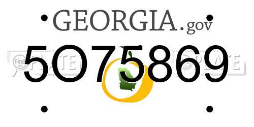5O75869 Georgia License Plate