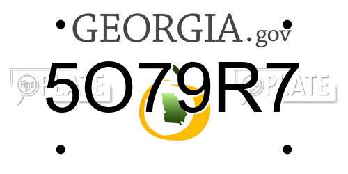 5O79R7 Georgia License Plate