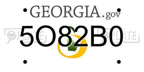5O82B0 Georgia License Plate