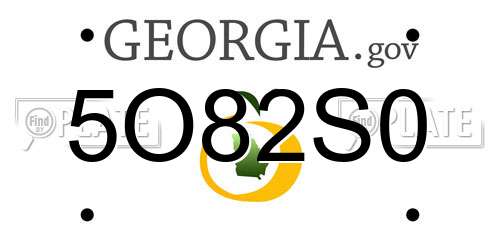 5O82S0 Georgia License Plate