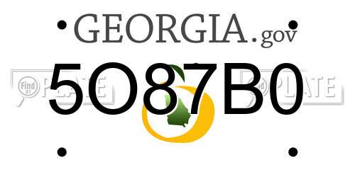 5O87B0 Georgia License Plate