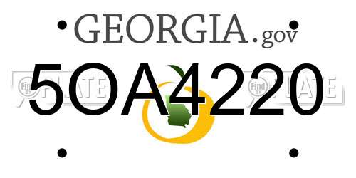5OA4220 Georgia License Plate