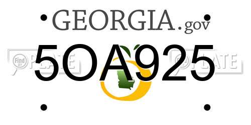 5OA925 Georgia License Plate