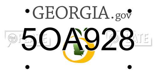 5OA928 Georgia License Plate