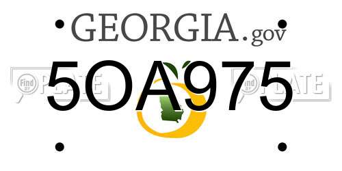 5OA975 Georgia License Plate