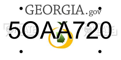 5OAA720 Georgia License Plate
