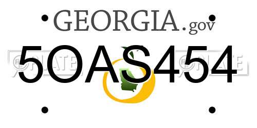 5OAS454 Georgia License Plate