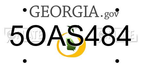 5OAS484 Georgia License Plate
