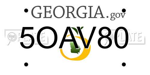 5OAV80 Georgia License Plate