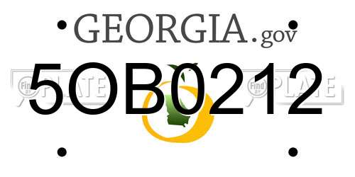 5OB0212 Georgia License Plate