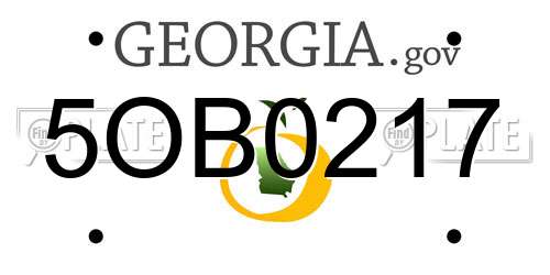 5OB0217 Georgia License Plate