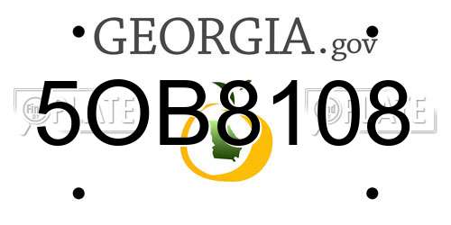 5OB8108 Georgia License Plate
