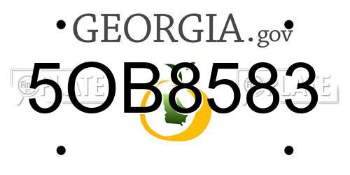 5OB8583 Georgia License Plate